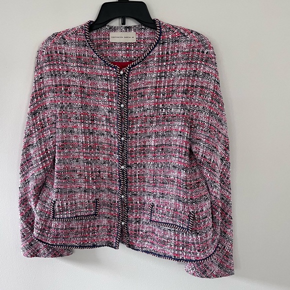 PURIFICACION GARCIA pearl button multicolor boucle tweed jacket blazer M/L 44 EU - Picture 6 of 17